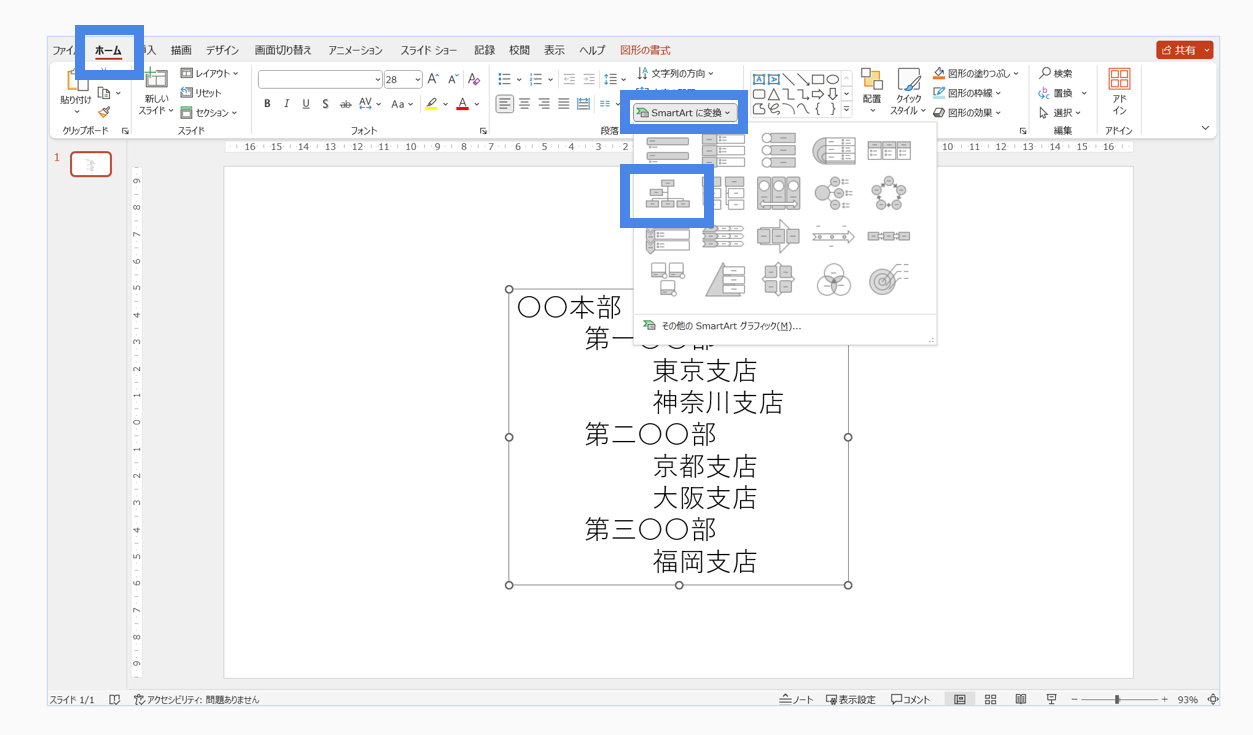 SmartArtに変換